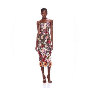 NWOT Bronx and Banco Bouquet Maraya Midi Floral Dress Valentine,Size